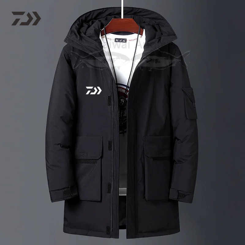 2019 Daiwa Рыбацкая куртка с капюшоном зимняя Мужская Тепловая однотонная