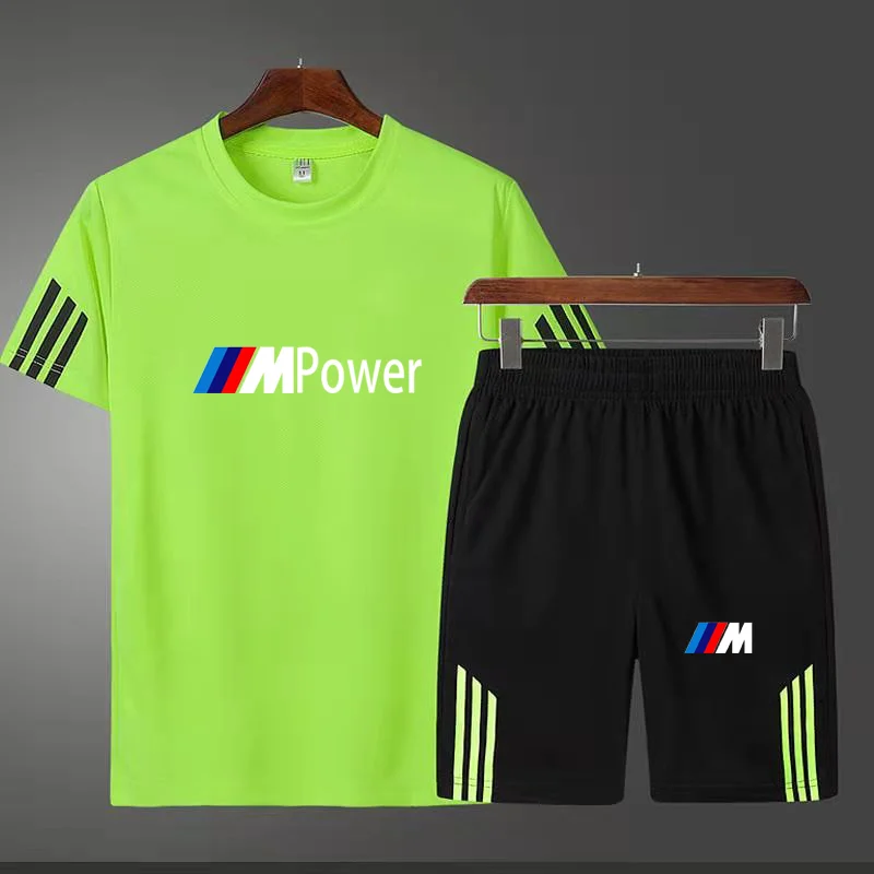 

Men's Brand Sports Casual Wear BMW Printed T-shirt Shorts Summer Sports Fitness Suit Running Sportswear Size M-5XL