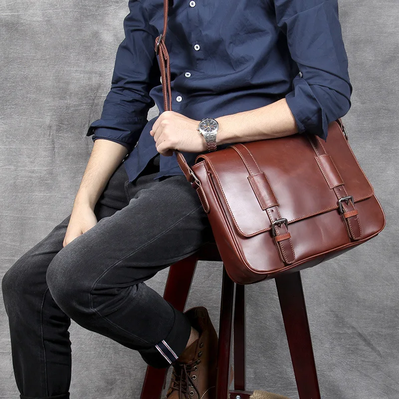 Сумка мессенджер SIKU мужская кожаная саквояж на плечо кросс боди Повседневная