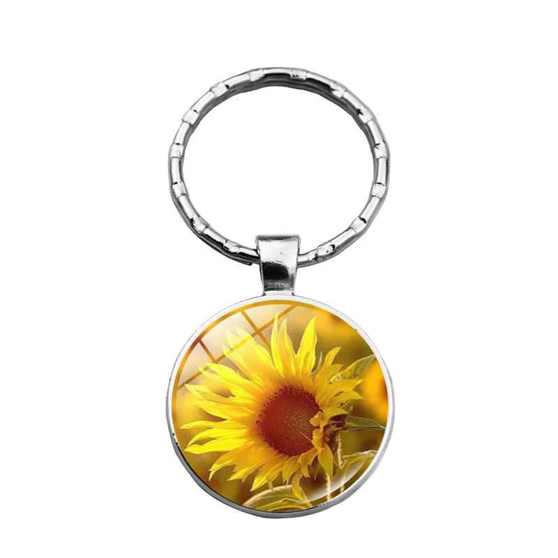 WG 1pc Fashion Sunflower Keychain Keyring Pendant Time Gem Metal Jewellry Accessories Creative Gift | Украшения и аксессуары