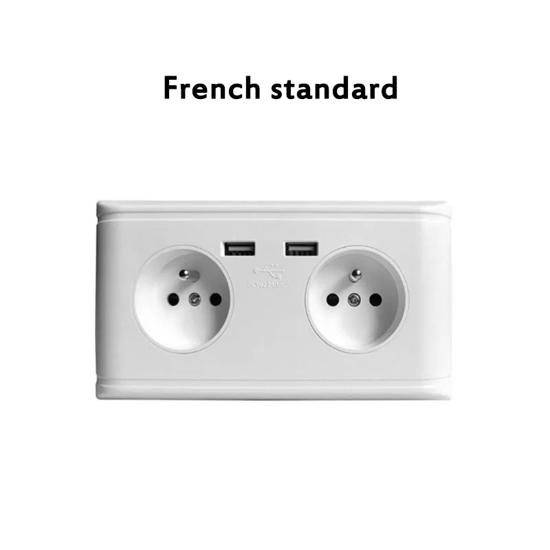 Настенное зарядное устройство с двойным USB портом немецкий/французский адаптер