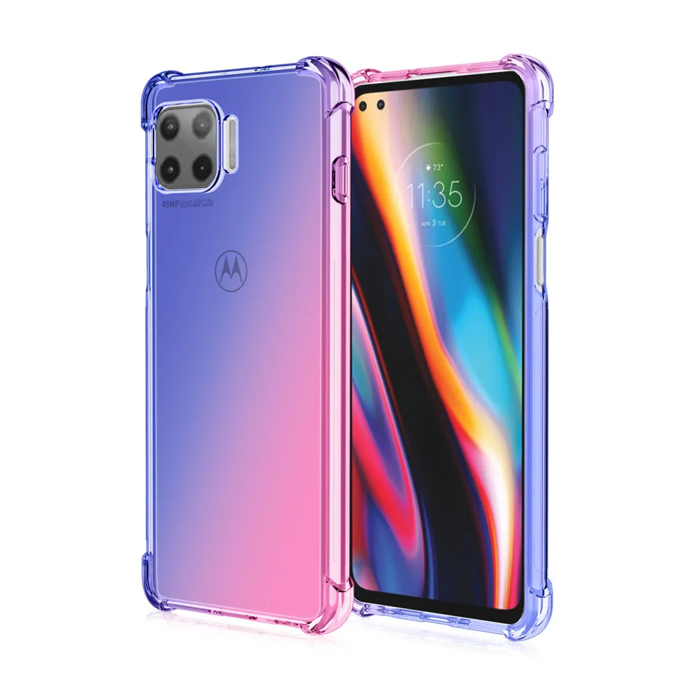 Для Motorola Moto G 5G Plus Мягкий чехол прозрачный градиентный противоударный для
