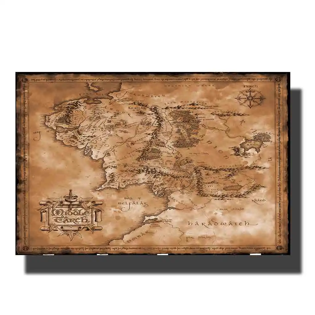 M683 Хоббит Карта кольца Искусство Шелковый плакат 12x18 Печать холст настенные