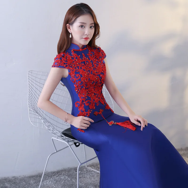 

Long Prom Dresses 2019 High Neck Sequin Appliques Satin Mermaid Evening Dress with Short Sleeve Formal Gowns for Women Avondjurk