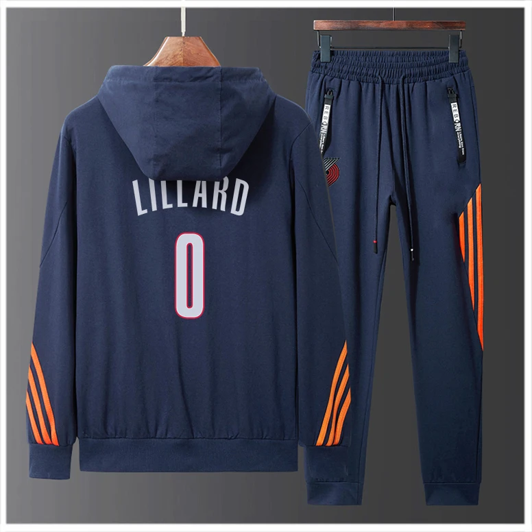

Mens American Basketball Jerseys Clothes Portland Trail BlazersDamian Lillard #0 Sweatshirt Hoodies Jacket Two Piece Set Zipper