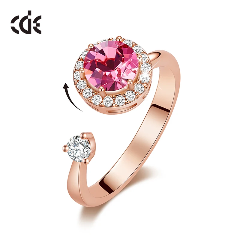 CDE круглое геометрическое кольцо, украшенное кристаллами Swarovski, Сияющие кольца на палец для женщин, свадебные, обручальные ювелирные изделия, подарок