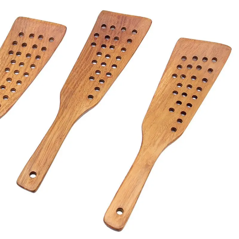 

C5AD 24 Hole Handcrafted Cooking Curved Spatula Wooden Spatula Non-stick Super Strong and Durable Natural Eco Premium Healthy