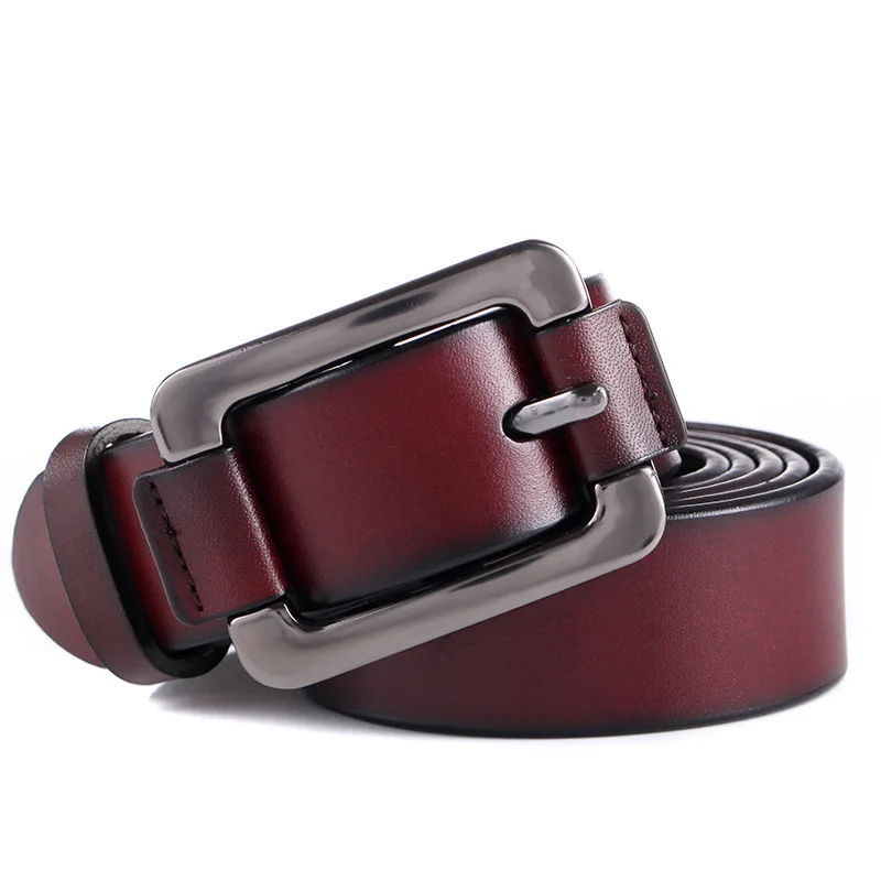 Женский ремень из натуральной воловьей кожи с пряжкой в стиле ретро|Женские