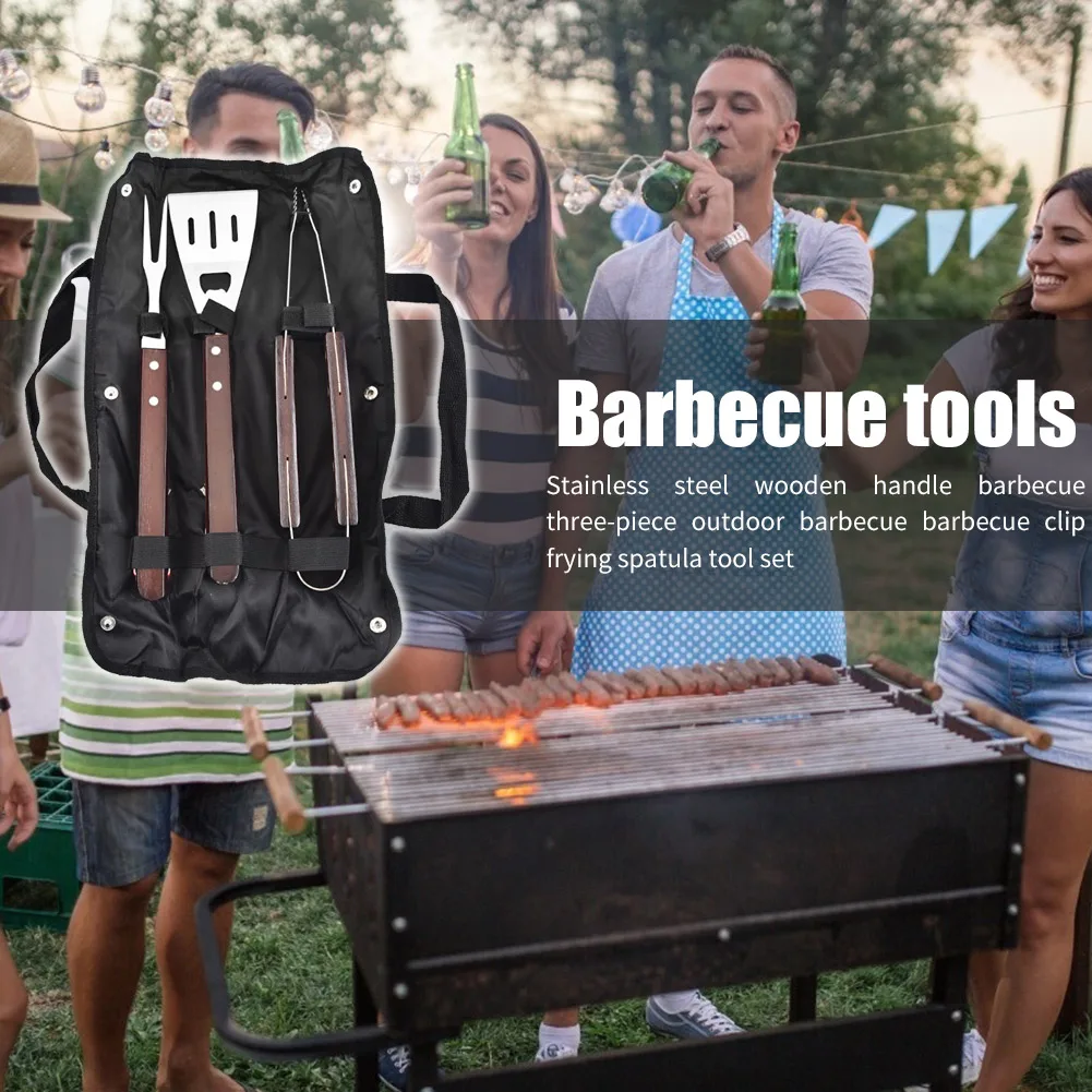 3 шт./компл. лопата с зажимом из нержавеющей стали для барбекю вилка сумкой