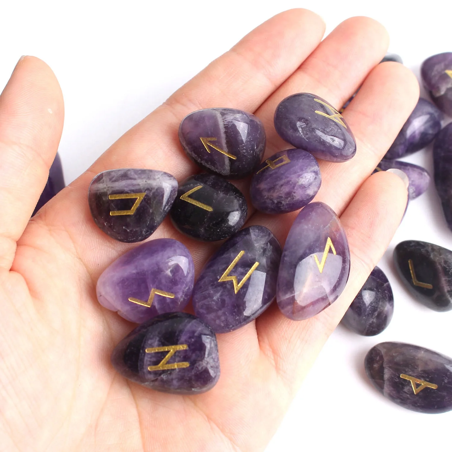 25 шт. натуральная Лапка аметист кристальная Руна фиолетовые руны гадание