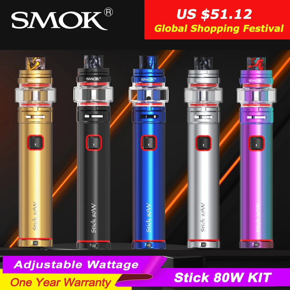 Новейший SMOK Stick 80 Вт Vape комплект 2800 мАч батарея Регулируемая мощность ручка стиль