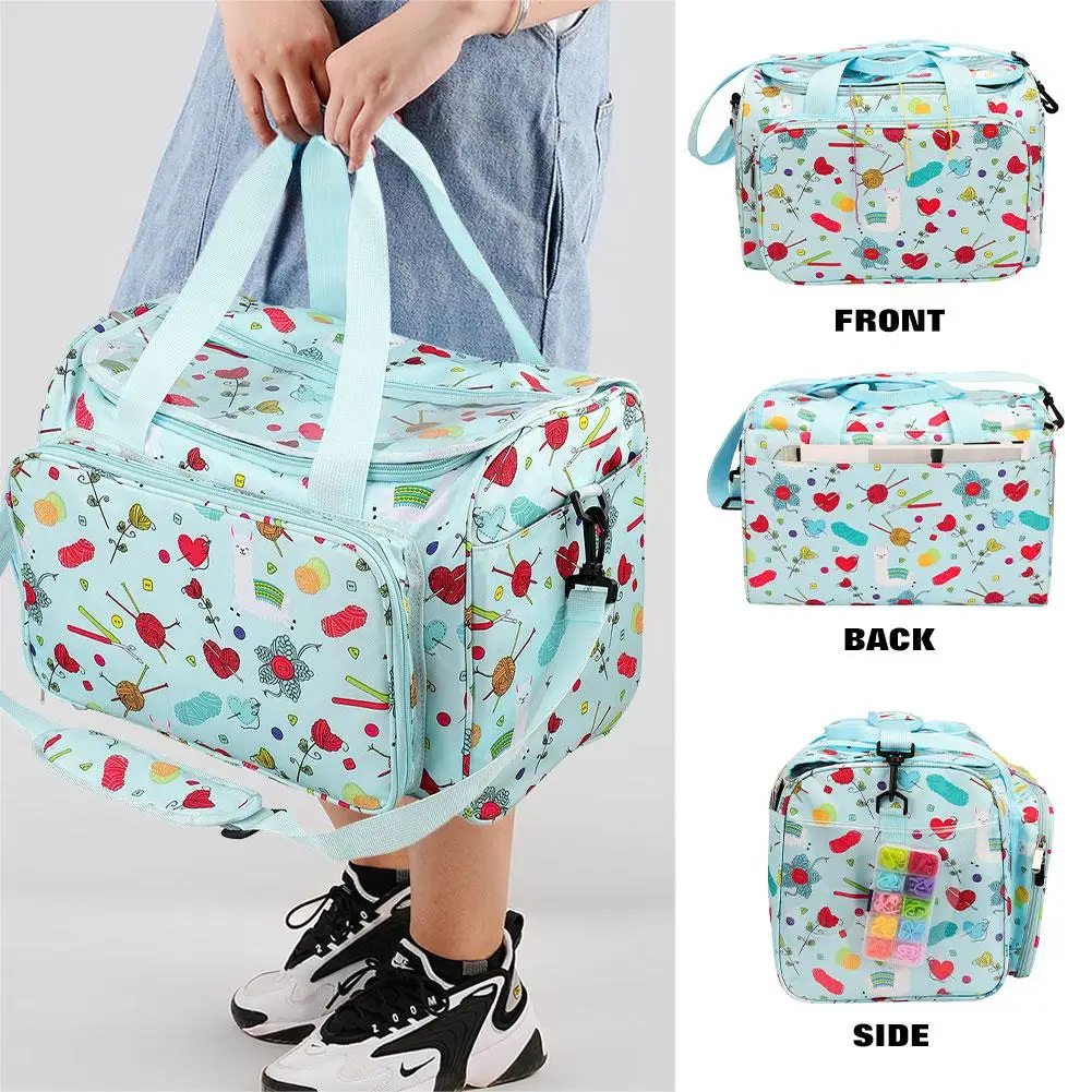 

Knitting Bag Portable Yarn Tote Storage Bag For Wool Crochet Hooks Knitting Needles Sewing Supplies Set DIY Household Organizer