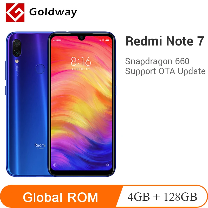 Оригинальный Смартфон Xiaomi Redmi Note 7 4 Гб 128 ГБ Восьмиядерный процессор Snapdragon 660 6 3 МП