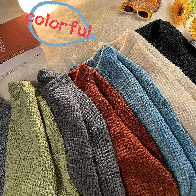 

Autumn 2021 Solid Pullover Men Fall New Loose Fashion Style Retro Sweater Women Men High Quality Warm Knit Drop Ship
