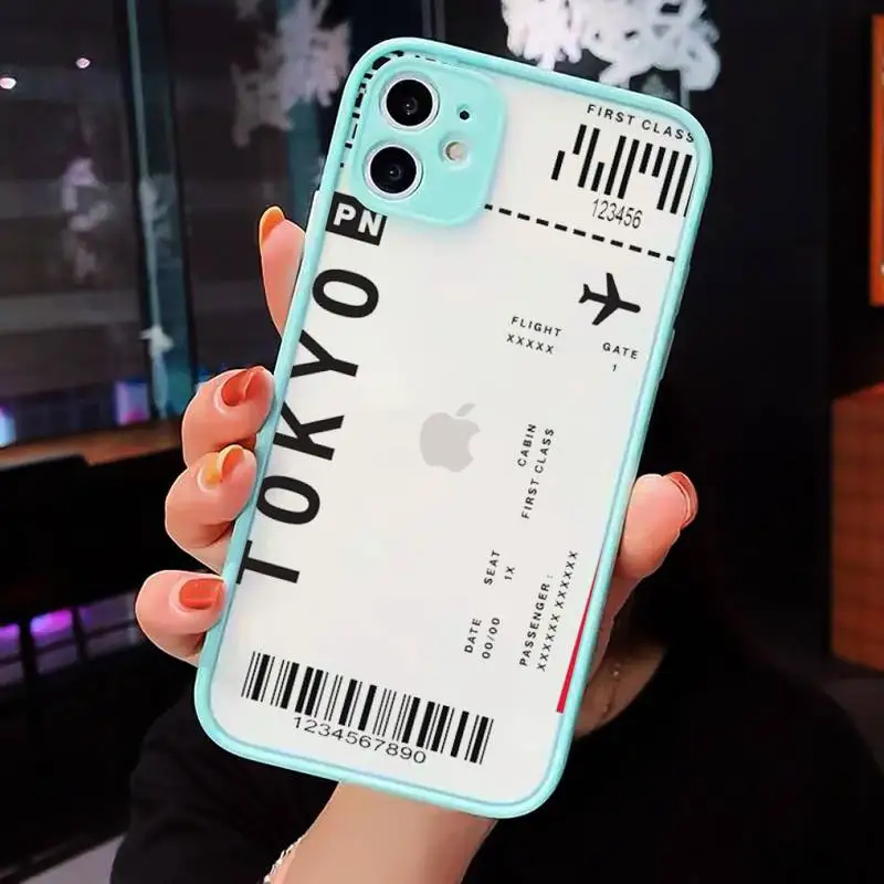 

AIR Tickets Travel Label Country Phone Cases Matte For iPhone 12 Mini 11 Pro XR XS Max 7 8 Plus X Hard PC Back Cover
