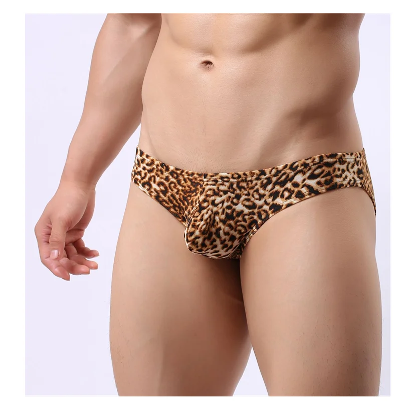 Новое Брендовое мужское сексуальное леопардовое нижнее белье мужские трусы с u