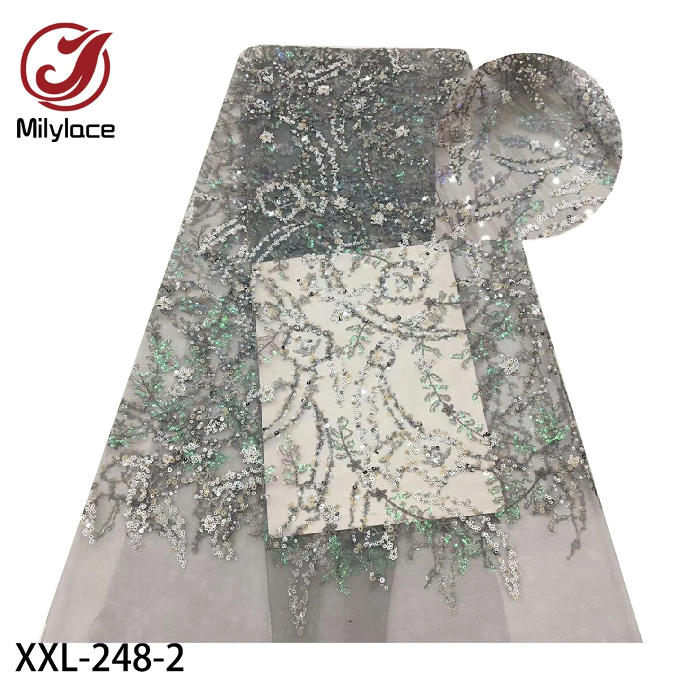Latest Sequins Embroidered French Tulle Lace 2020 Afican Nigerian Fabric for Dress XXL-248 | Дом и сад