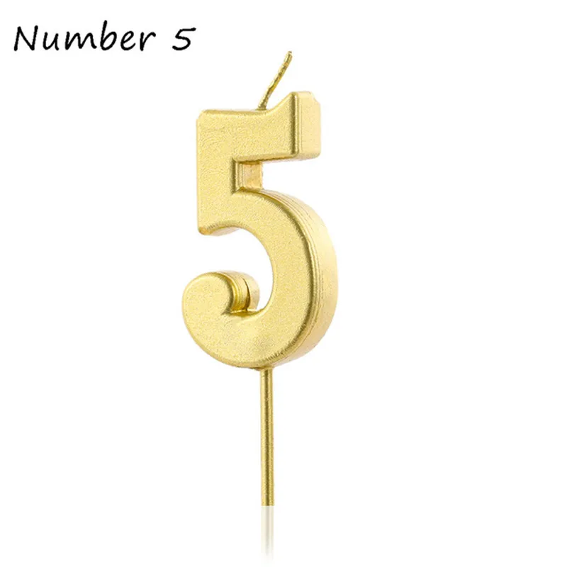 1 шт. номер &quot0-9&quot Золотой свеча письмо день рождения позолоченный торт с