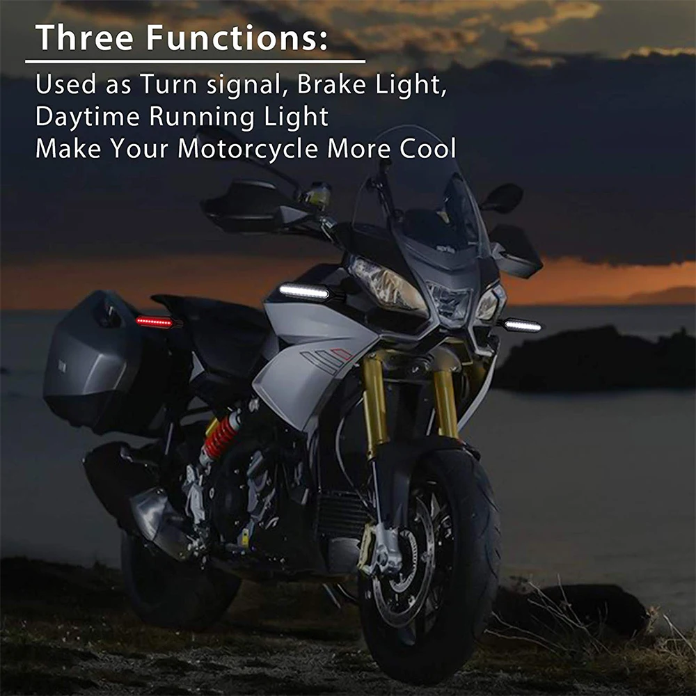 

12V Motorcycle Turn Signal Brake Lamp DRL Indicator Light Racing Flowing Amber Flasher Led Blinker Flicker Lights Accessories