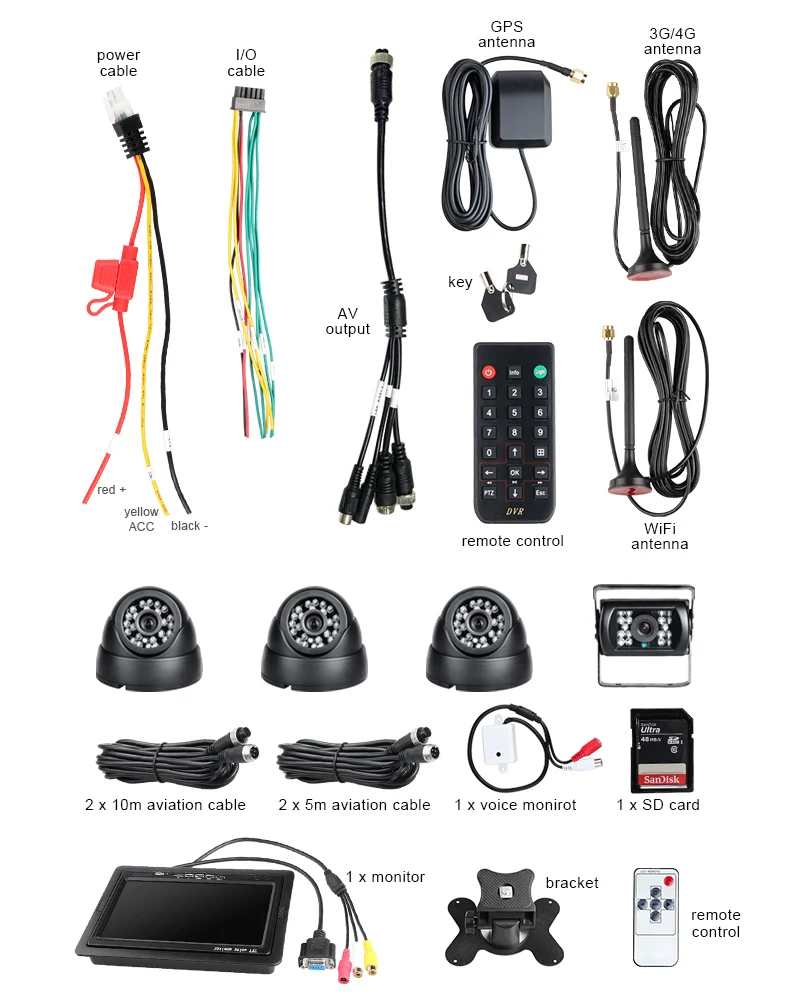 4 шт. ИК камера видеонаблюдения для удаленного мониторинга в реальном времени 3G GPS