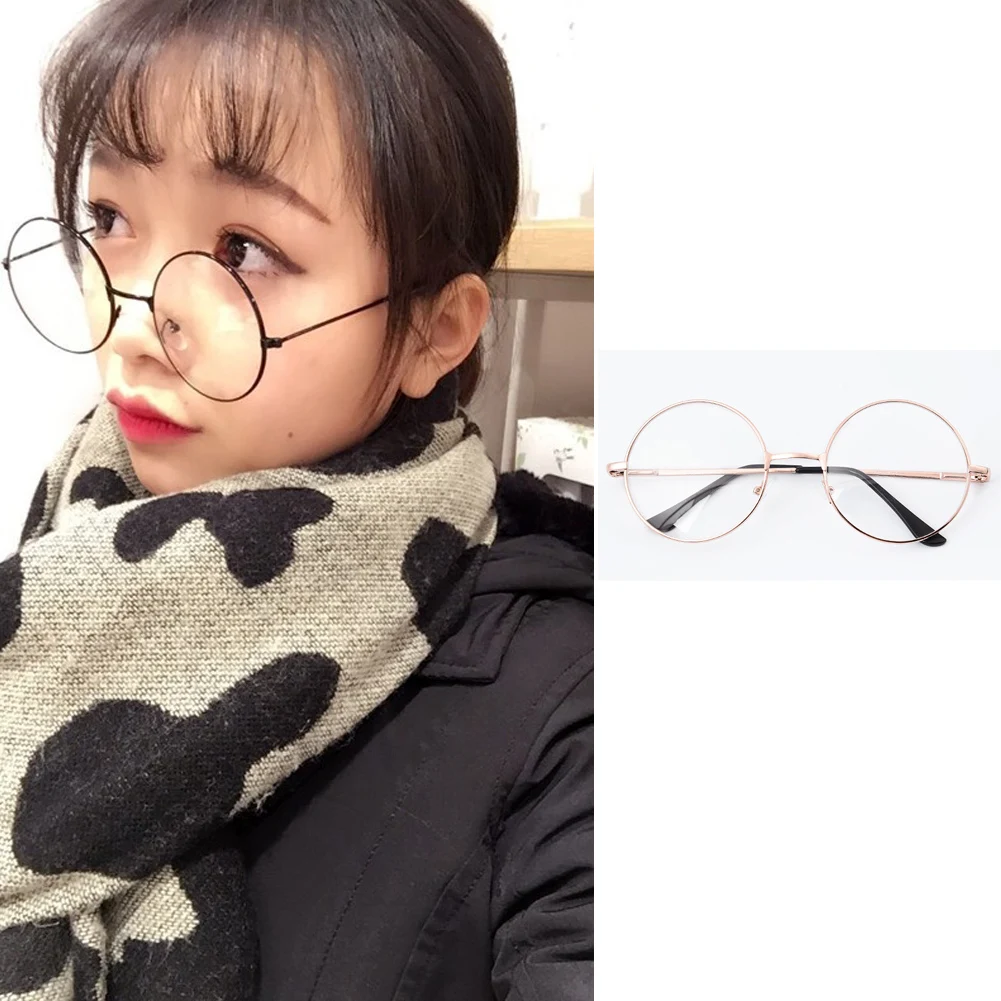 

Vintage Round Glasses Clear Lens Fashion Gold Round Metal Frame Glasses Optical Men Women Eyeglass Frame Fake Glasses Hot Sale