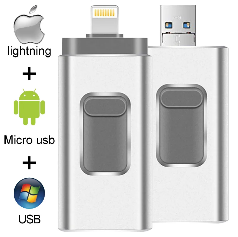 USB осветление флеш-накопитель 32 Гб USB флеш-накопитель 3 в 1 ручка-Съемная карта памяти для iPhone, iPad, iOS и ПК
