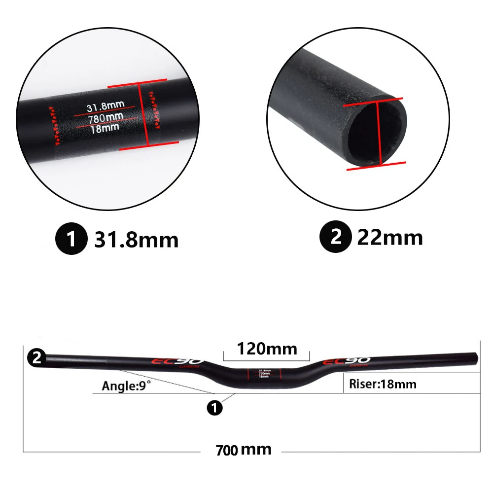 Руль горного велосипеда из углеродного волокна и стержень сиденья 2/3 шт. 700 мм 720 740