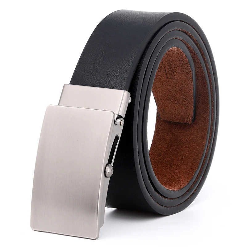 Men's Roller Shaft Toothless Belt Leather Young Men's Buckle Old-fashioned Holeless Ball Rollers Waistband Smooth Buckle 3.5cm