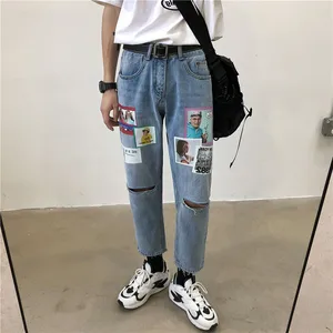 2020 мужские модные повседневные брюки с дырками, Стрейчевые облегающие джинсы-карго с карманами, синие байкерские джинсовые брюки в стиле хип-хоп