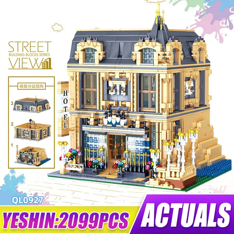 

Yeshin 0927 Streetview Building The MOC Carlo Hotel Model Building Blocks Assembly Bricks Toys New Kids Christmas New Year Gift