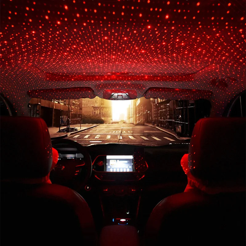 Автомобильная проекционная лампа для салона автомобиля, светодиодный, вращающийся, голосовое управление, окружающая Ночная Атмосфера, декоративная лампа, автомобильные аксессуары