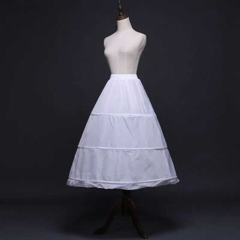 

3 Hoops Elastic Waist Yarnless Pettiskirt Bridal Wedding Dress Skirt Lining Women Party Prom Costume Skirts Petticoat