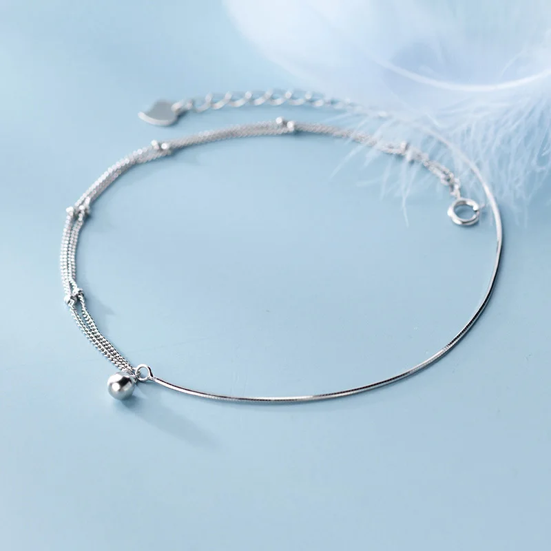 925 пробы серебряные Многослойные змеиные кости браслеты для ног цепи в богемном