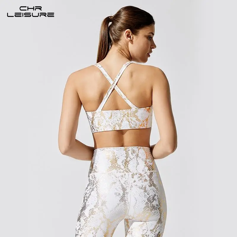 

CHRLEISURE Female Backless Bra Push Up Women's Running Sports Bra Snake Print Strong Invisible Bra Chest Sexy Lingerie