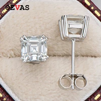 oevas real 1 carat square 5 5mm moissanite stud earrings women 925 sterling silver sparkling wedding party fine jewelry