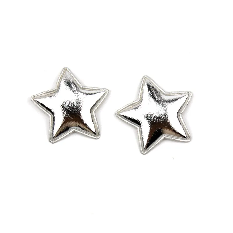 silver 42 шт. 3,5 см ПУ Звезда Форма Мягкие аппликации для детей головные уборы детский зажим для волос патчи поставки DIY ремесло украшения - Цвет: silver