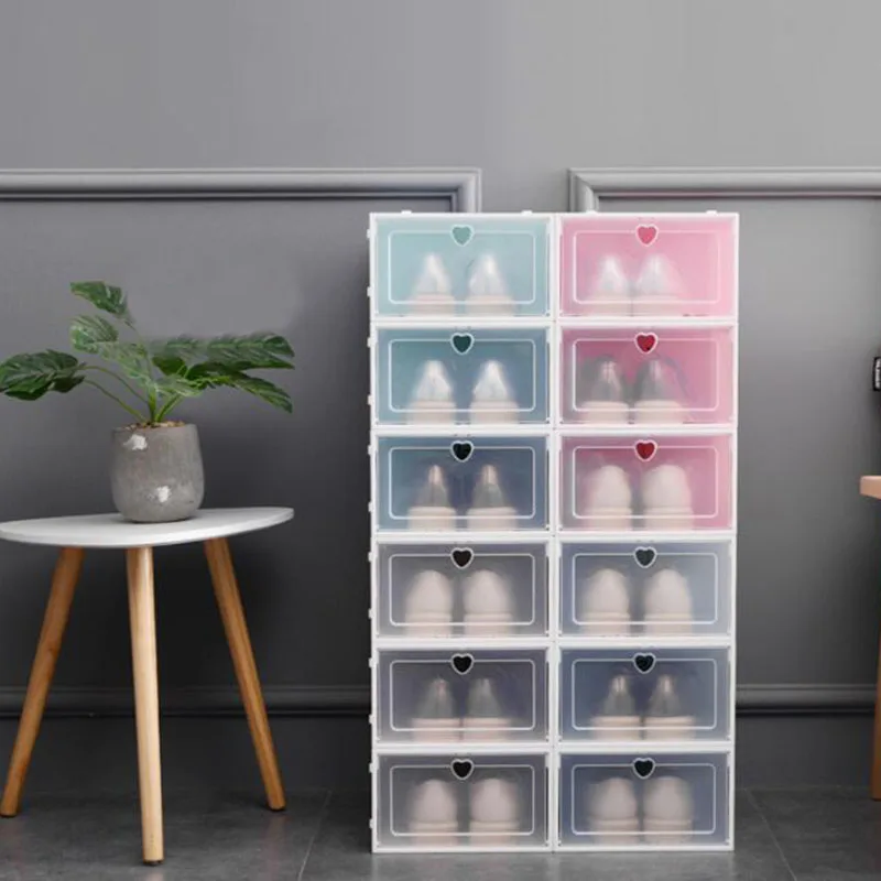 Прозрачный ящик для хранения обуви утолщенный откидной органайзер шкафа