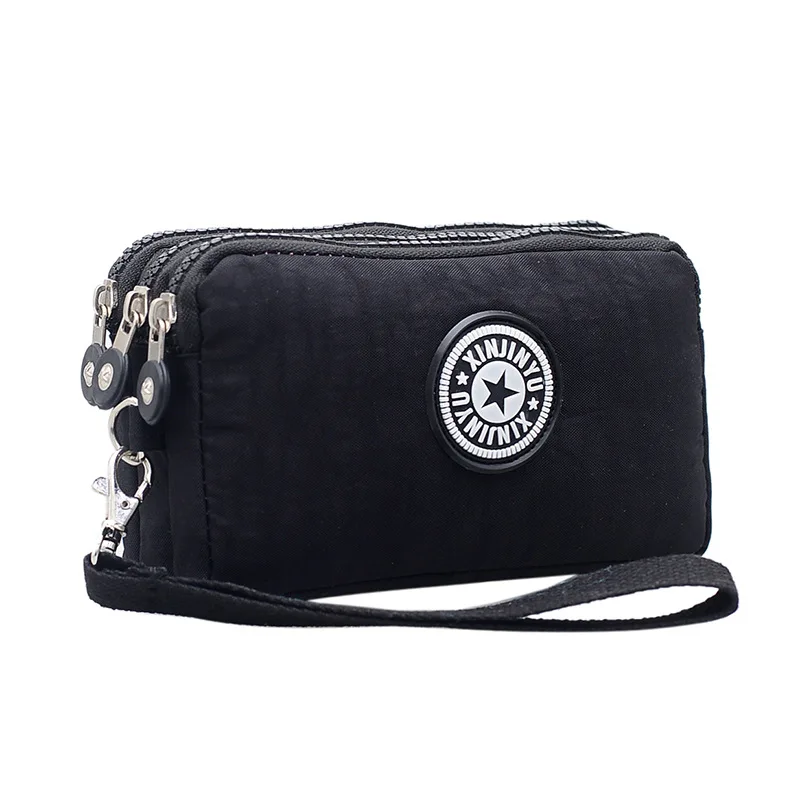 Моющаяся нейлоновая трехслойная косметичка на молнии маленькая тканевая сумка