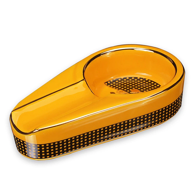 

Cigar Gadgets Ceramic Cigar Ashtray Single Cigar Holder Round Ash Slot 4 Colors Yellow Tobacco Cigarette Ashtray Home Portable