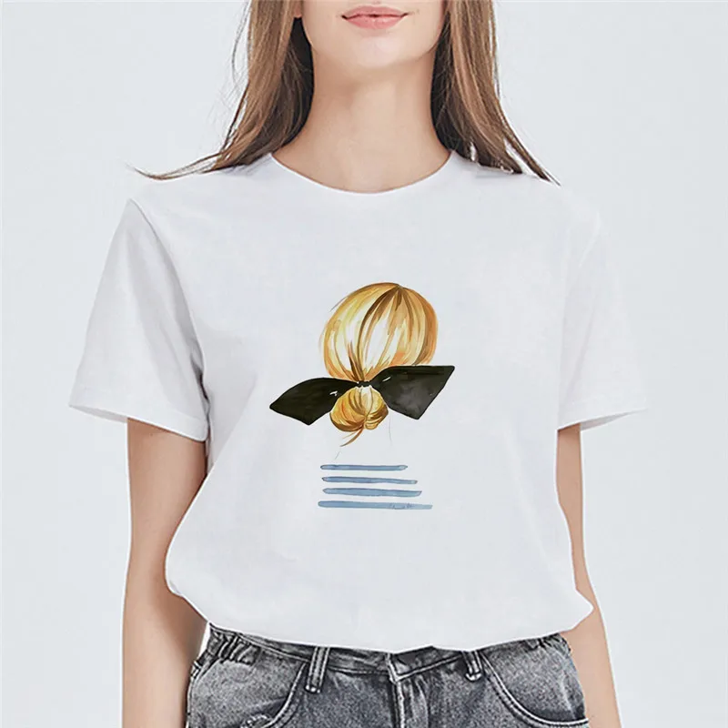 

Women Summer Short Sleeve Fashion Loose Round Neck Tops Casual Streetwear Female Clothing Printed Cute Girl T-shirt