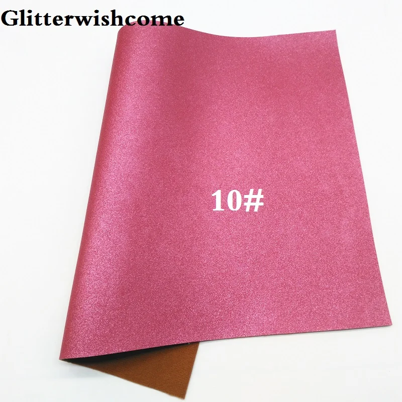 10 Glitterwishcome 30X134CM Mini Roll Sparkle Synthetic Leather, Metallic Leather, Faux PU Leather fabric Vinyl for Bows, GM051 - Цвет: 10