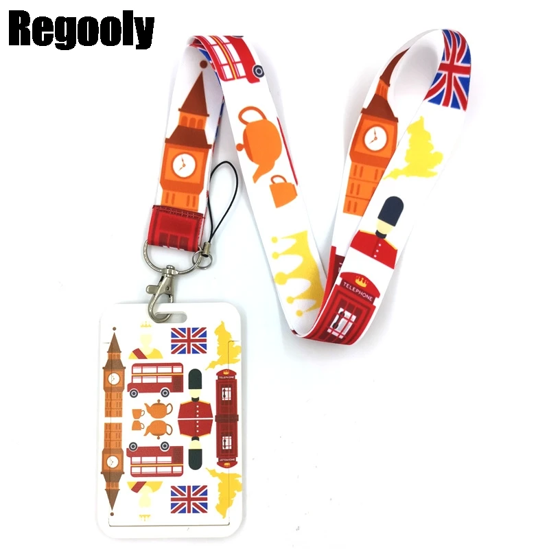 

British Bus Vintage Key lanyard Car KeyChain ID Card Pass Gym Mobile Phone Badge Kids Key Ring Holder Jewelry Decorations