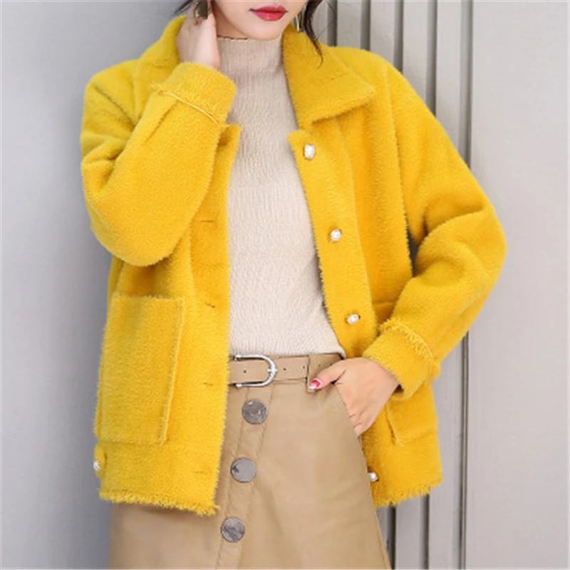 Autumn and winter women coat new women's velvet jacket easy matching slim lapels outside sweater female cardigan T581