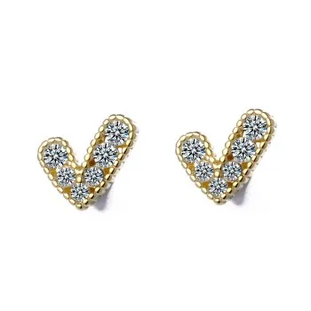 

S925 Sterling Silver Mini Love Earrings Female Ins Trendy Niche Diamond Heart-shaped Earrings Accessories