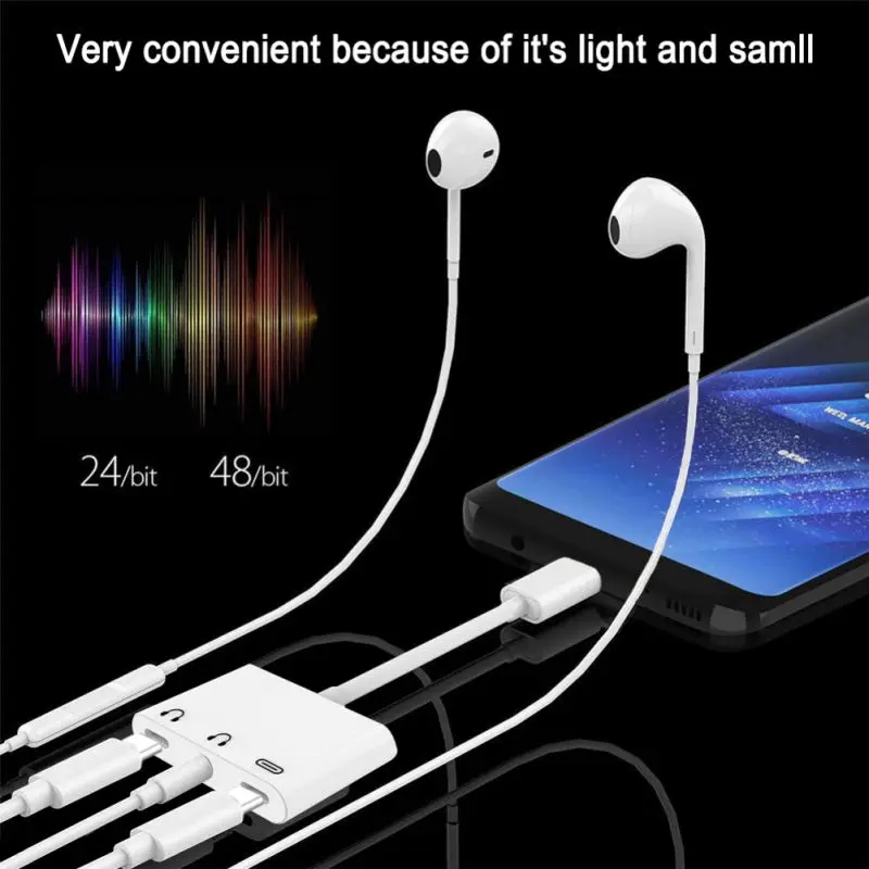 2019 Портативный аудио быстрой зарядки шнур для наушников 3-в-1 Тип-C цифровой кабель