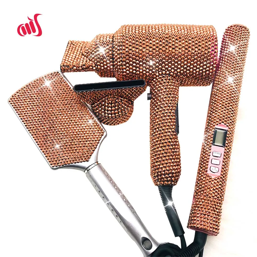 Crystal Hair Flat iron Bling Dryer Rhinestone Wig Brush Hot tools Boutique | Красота и здоровье