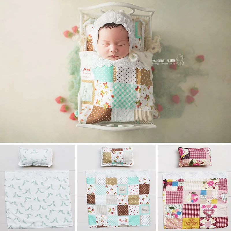 

Baby baby is wrapped in a blanket and pillow at the first full month newborn photograohy props