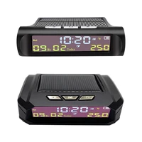 solar car digital lcd clock temperature display auto dashboard clocks backlight electronic screen temperature clock
