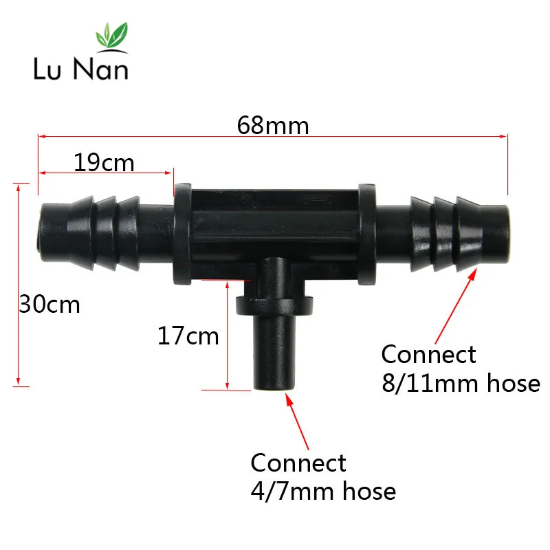 

10 Pcs Tee Connector Use In The 8/11mm Tube Change In 4/7mm Barbed Connector Pipe Tee Garden Watering Irrigation