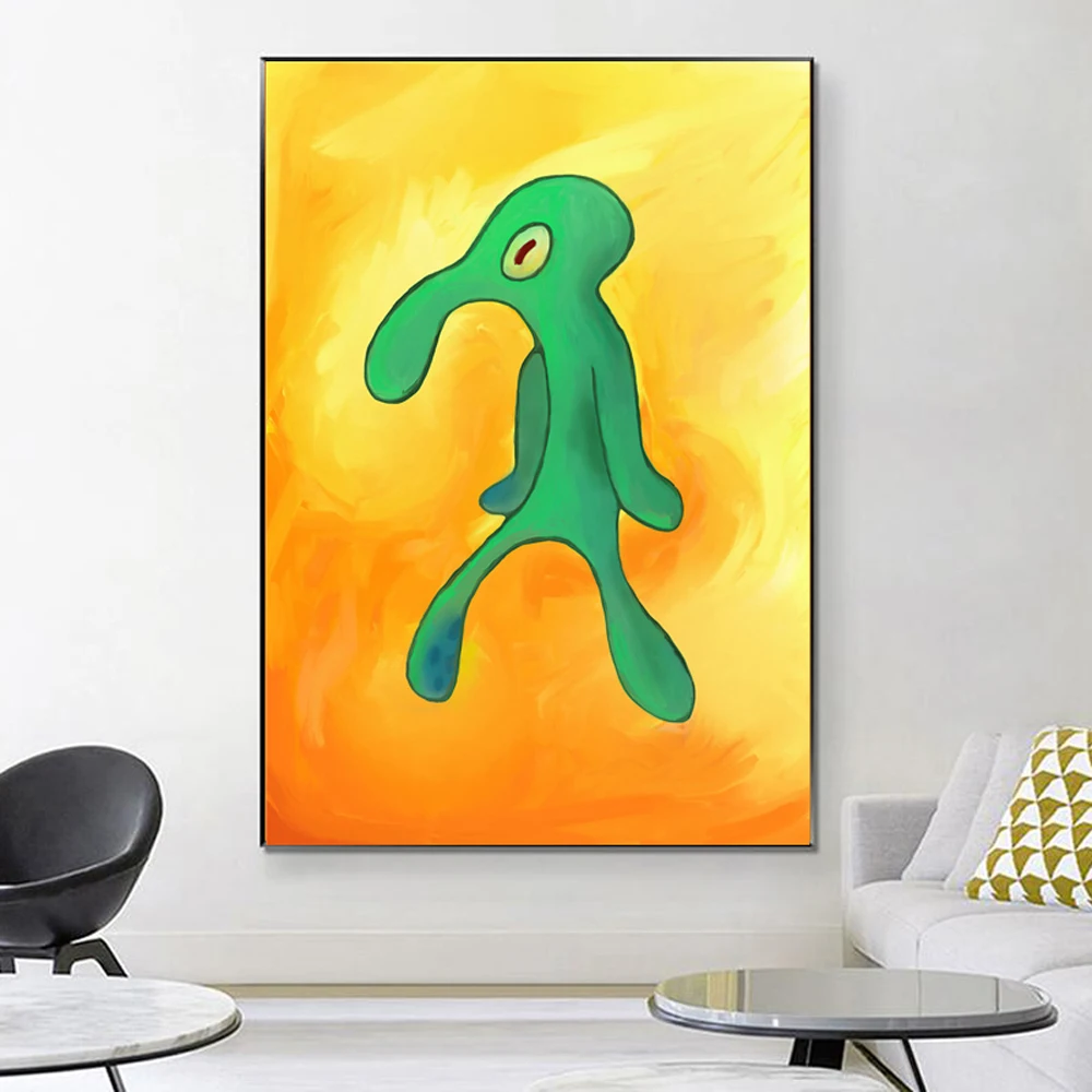 

Bold and Brash Gallery Wall Art Interior Canvas Painting Nordic Abstract Squidward Picture for Living Room Home Decor Cuadros